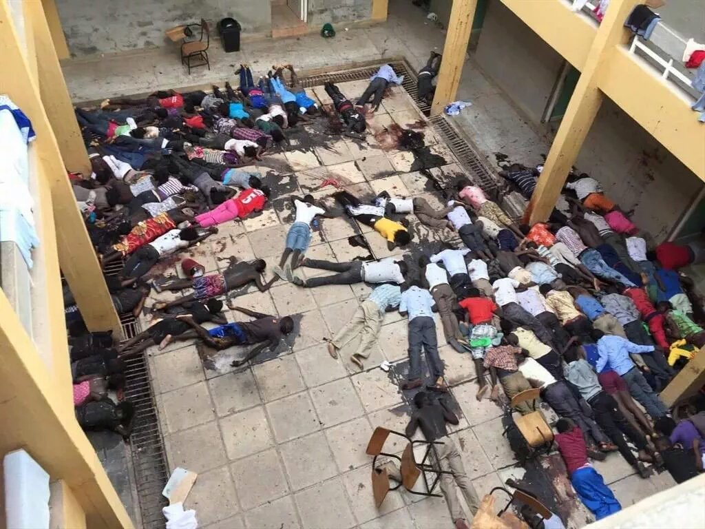Pellentini's tweet photo. 147 people died in this attack in the university of Kenya 3rd of April 2015. Not much publicity cos its in Africa. https://t.co/At0l1hqVeH