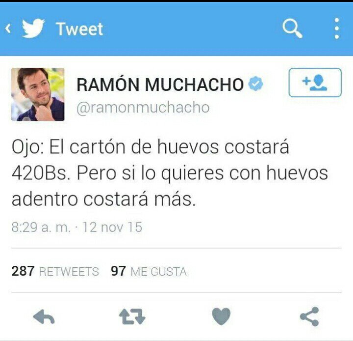YDOSK's tweet photo. .@ramonmuchacho vende el carton d huevos en 450 pero con el tiene el huevo adentro lo vende mas caro ojo lo dijo el https://t.co/PQDSvY6p9p