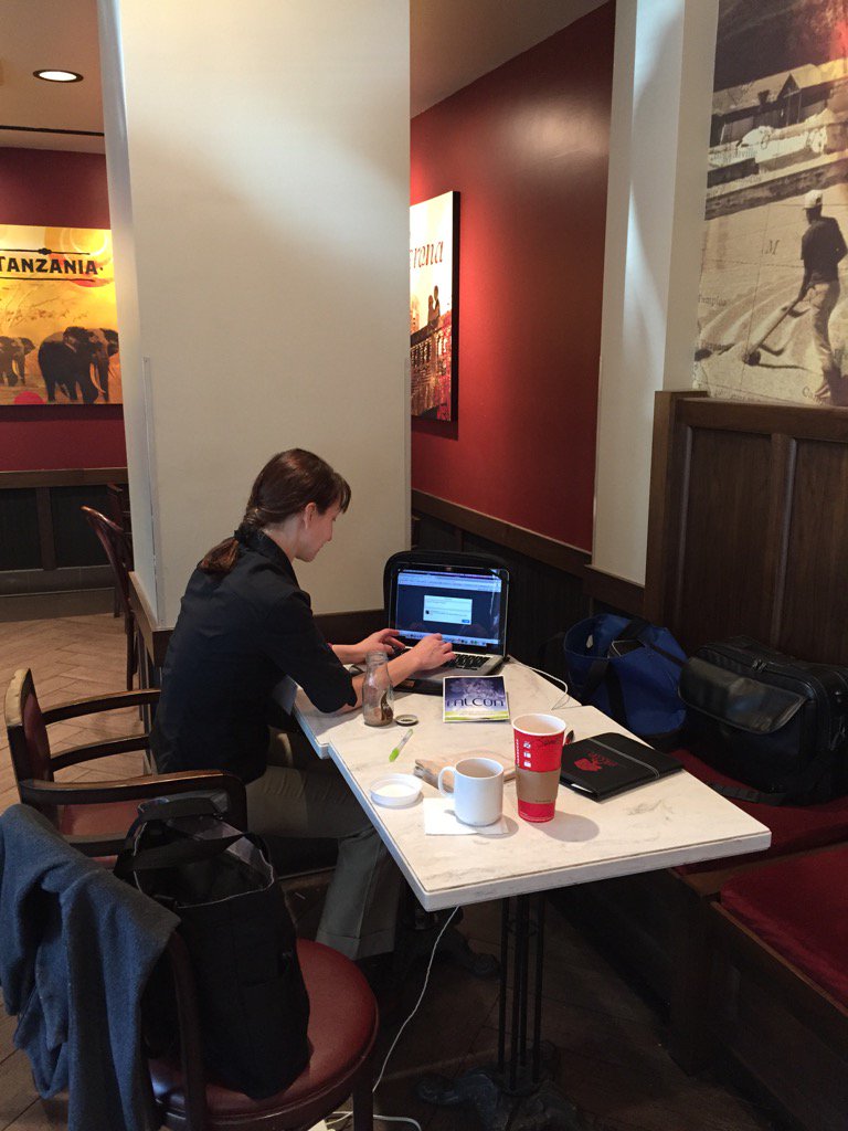 james_scrivner's tweet photo. ...Olga Tweeting from Starbucks on a break at the 20th FALCON Conference! https://t.co/yjbvkJxjVK