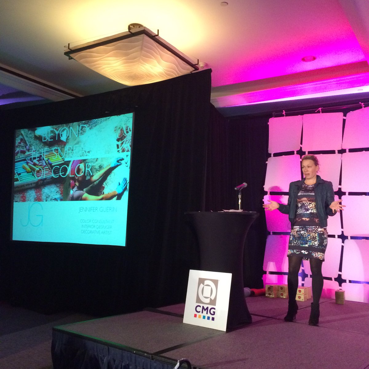 ColorSells's tweet photo. Color consultant Jennifer Guerin is our first speaker today! #CMGSUMMIT15 #colorsells! https://t.co/JtGDYKPS6v