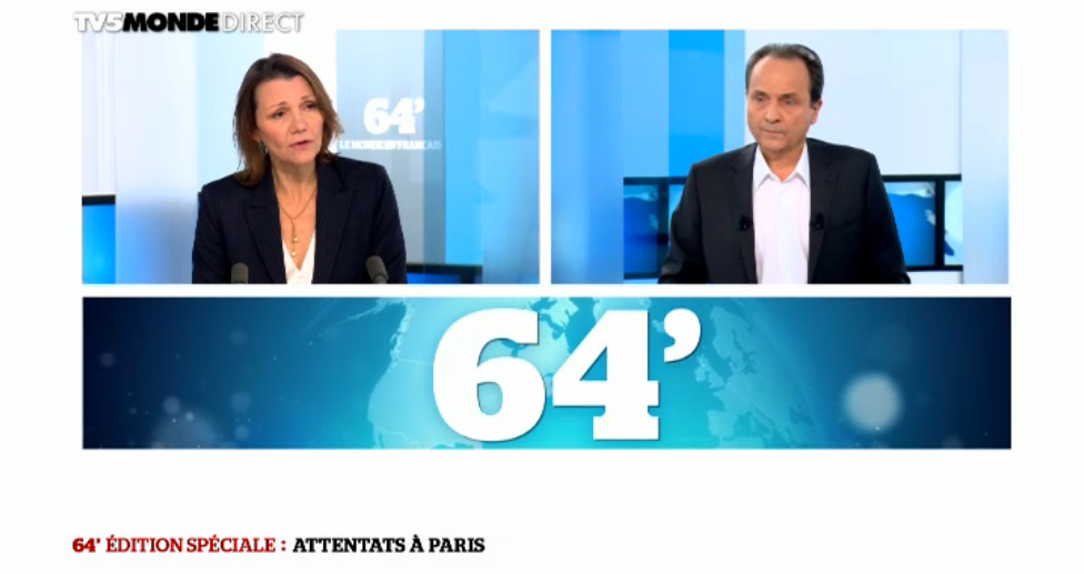 TV5MONDE's tweet photo. Edition spéciale #Attentats à Paris dans le 64minutes : https://t.co/CgMwjzBVH1 https://t.co/NULPbEx5Ff
