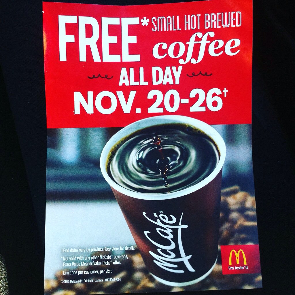 ubuzzmedia's tweet photo. Attention #windsor #ontario #McDonalds is giving away #free #coffee Nov 20th-26th! #ubuzz #smm #WindsorEssex https://t.co/iFkbOoiJ4D