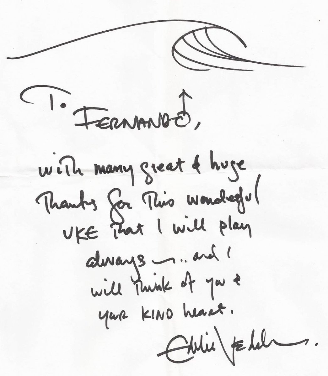 f7luthier's tweet photo. @PearlJam @PearlJamAr @PearlJamOnLine Pequeña carta de Eddie agradeciendo el uke!! https://t.co/Jde3DqCte7