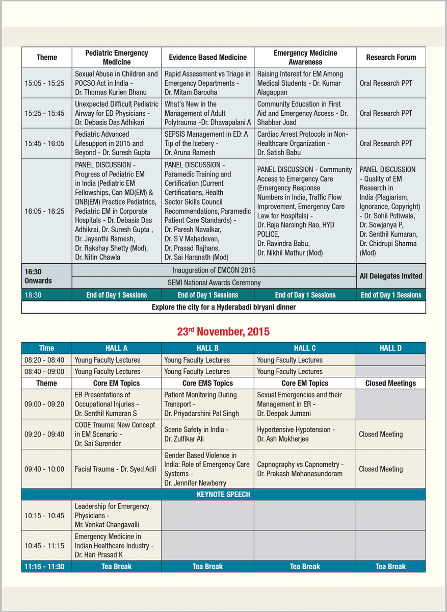 emcon2015hyd's tweet photo. 2/2 Scientific Schedule - 17th Annual National Conference in Emergency Medicine Nov 21-24
#EMCON15 #EMConf #Research https://t.co/1SGEXVSZcg