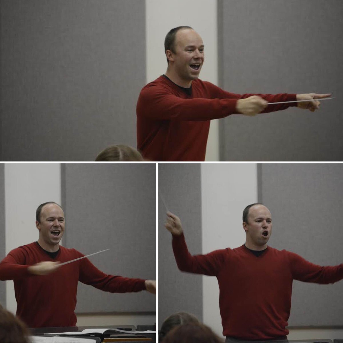 VTBands's tweet photo. The many faces of Dr. Caldwell- something not to miss. Concert tonight, 7:30PM @MAC! #VTWE #ClassicallyModern https://t.co/tfOP8Cc9X9