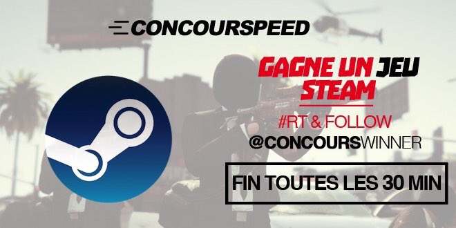 ConcoursWinner's tweet photo. ⏱ CONCOURS SPEED ⏱

🔥 GAGNE 1 Clef Steam 🔥

🎊 RT &amp; Follow @ConcoursWinner + @IsDrox 🎊

🎉 FIN : 22:00 🎉 #concours https://t.co/a8FQCDloNq