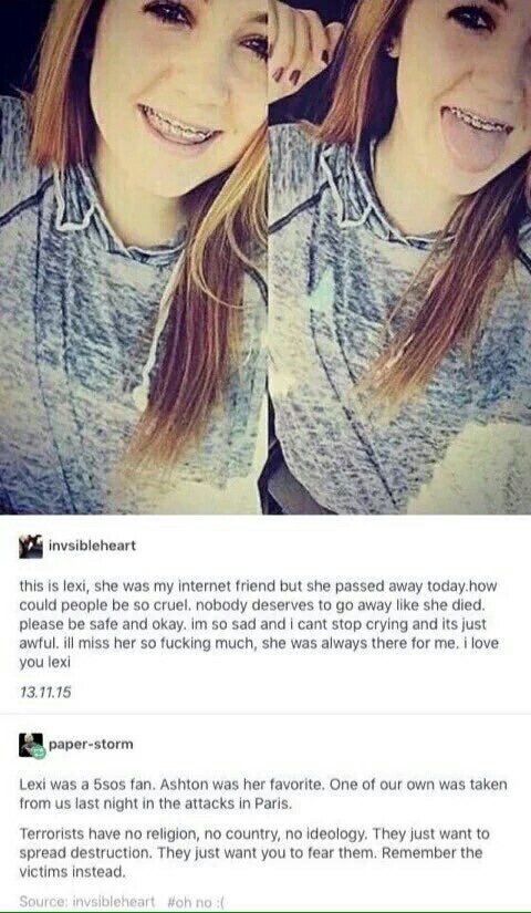 caasualsabotage's tweet photo. @5SOSTumblrx #RIPLexi pls share more people should now about it, my prayers go out to her https://t.co/7yqoIKqKUj