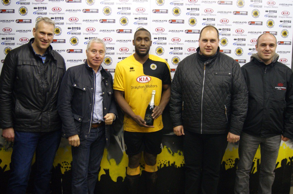 BUFCCommercial's tweet photo. Corby Town match sponsors @DraytonKia (inc @DarrenBradford, @garethgisme &amp; @robinwil5on) chose @Robbins_111 as MOTM: https://t.co/ski1fALe9b