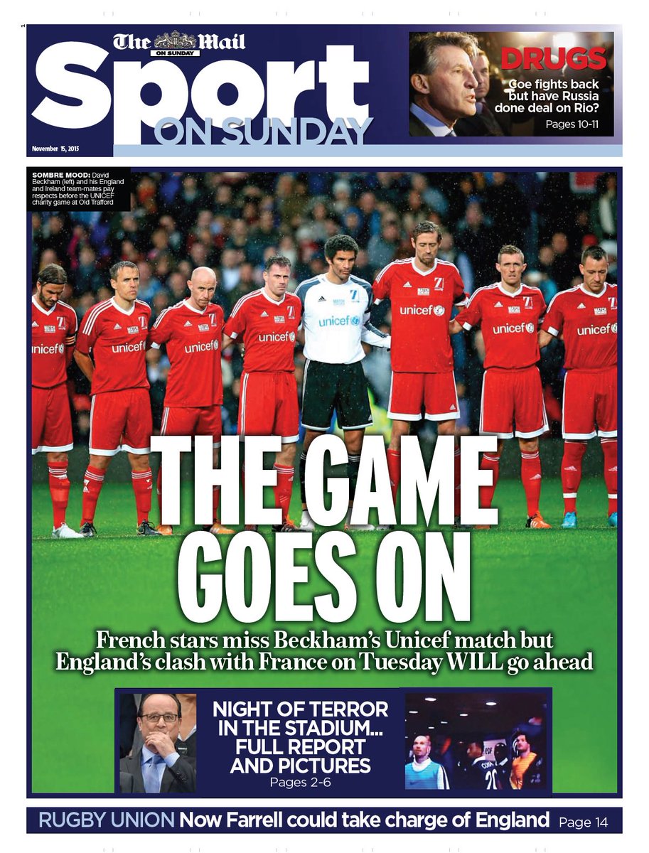 suttonnick's tweet photo. Mail on Sunday Sport:
The Game Goes On
#tomorrowspaperstoday #bbcpapes https://t.co/jOHfMTzg4n