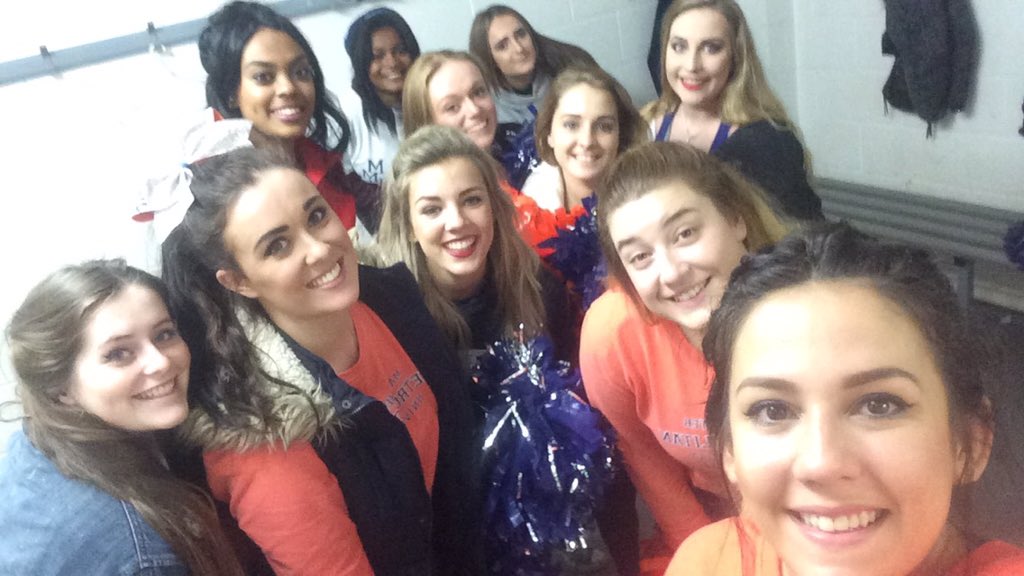 MMUCheerleading's tweet photo. We had so much fun at #cwccc tonight, shame about the weather. Everyone that played & cheered in the rain-you heros https://t.co/XE13noiuCU