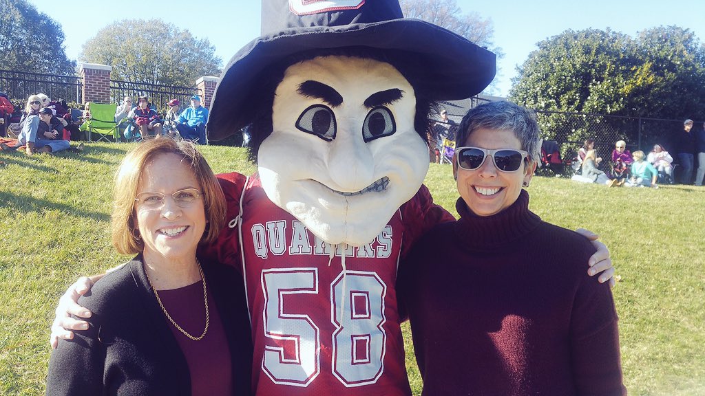 JaneKFernandes1's tweet photo. Celebrating Quaker football's 9 -1 season at home with Karrie Manson! #goquakers https://t.co/p4qP2tZSWS