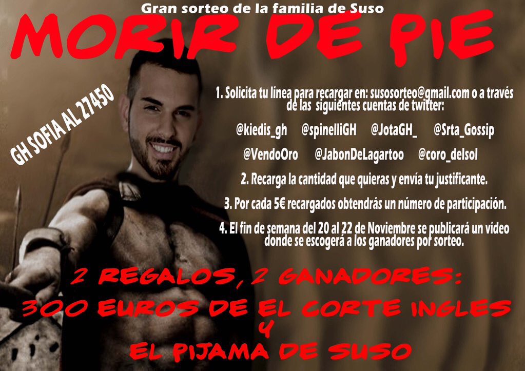 apoyoamandagh's tweet photo. Recargar aqui son fiables y haybque salvar a suso es el unico que nos queda y da juego a votar GH SOFIA AL 27450 https://t.co/pXvRhMszEA