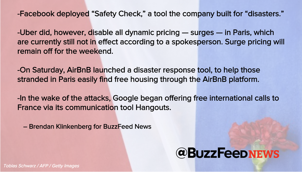 BuzzFeedNews's tweet photo. How Tech Learned From Past Crises And Reacted To The #ParisAttacks https://t.co/b2h1jhN74j https://t.co/hqARHv0rE8
