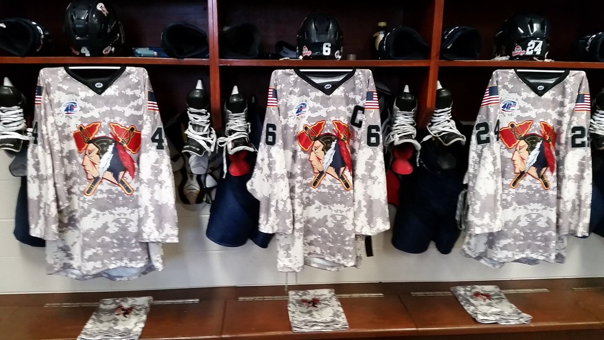 The Tomahawks are wearing special jerseys for Military Appreciation Night, which will be auctioned off post-game