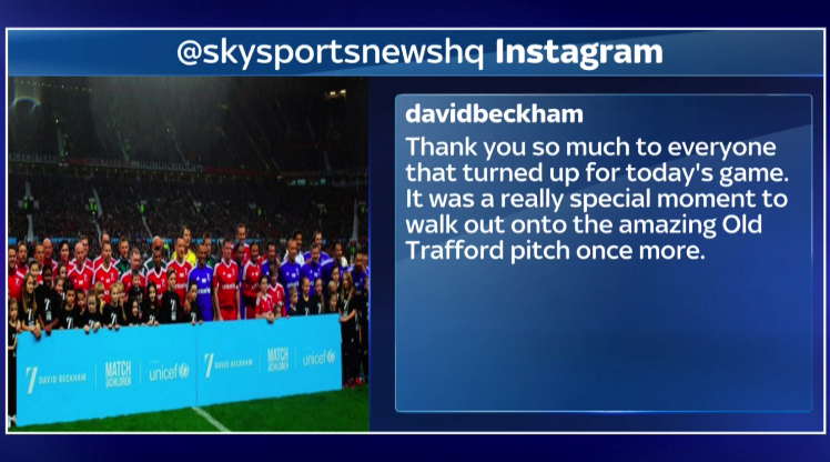 SkySportsNews's tweet photo. David Beckham talks being back on the Old Trafford pitch in his latest Instagram post #SSNHQ https://t.co/dCrLdO79N8