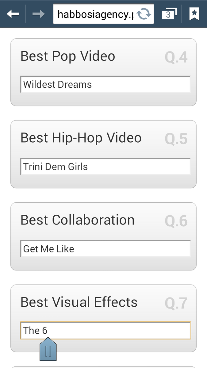 ElastonHabbo's tweet photo. #WildestDreams
#TriniDemGirls
#GetMeLike
#The6
@TheBreChandler // @GianVezza // @RubyWatts_ snatchin my votes https://t.co/DsOELkMubP