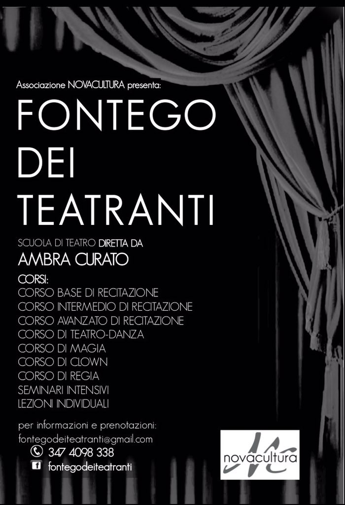 CulturaVenezia's tweet photo. Nuova #scuola di #teatro a #Venezia organizzata da #Novacultura! #FontegoDeiTeatranti https://t.co/rBPvy6susk