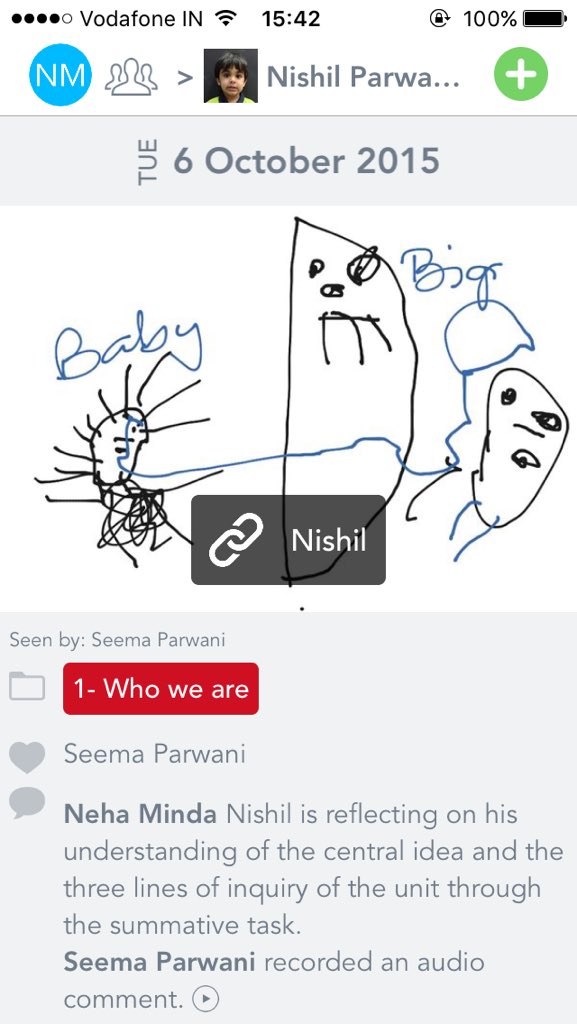 nehaminda's tweet image. Receiving an audio comment on student&apos;s portfolio.. #SuperIdea #TechnologyTakingOver @the_seema @Seesaw