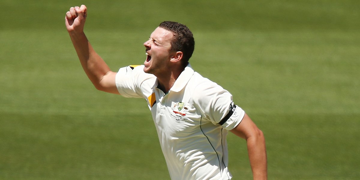 cricketcomau's tweet photo. Josh Hazlewood has been named Man of the Match for his haul of 9-136 in the #DayNightTest! #AUSvNZ https://t.co/qJYFhrzyCg