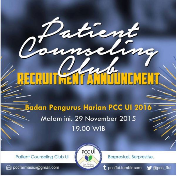 nurulririi's tweet image. [PCC UI]
Nantikan PENGUMUMAN BPH PCC UI 2016!
Malam ini, 29 Nov 2015 jam 19.00 WIB
@PCC_FFUI @kesmaBEMFFUI @FFUI2014