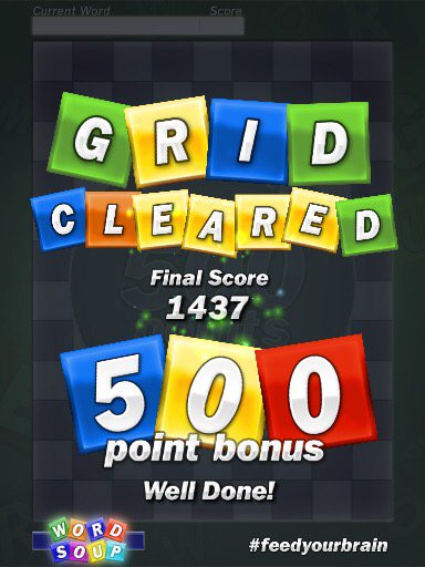 PennyWeston's tweet image. I just cleared the grid in Word Soup!!! #feedyourbrain