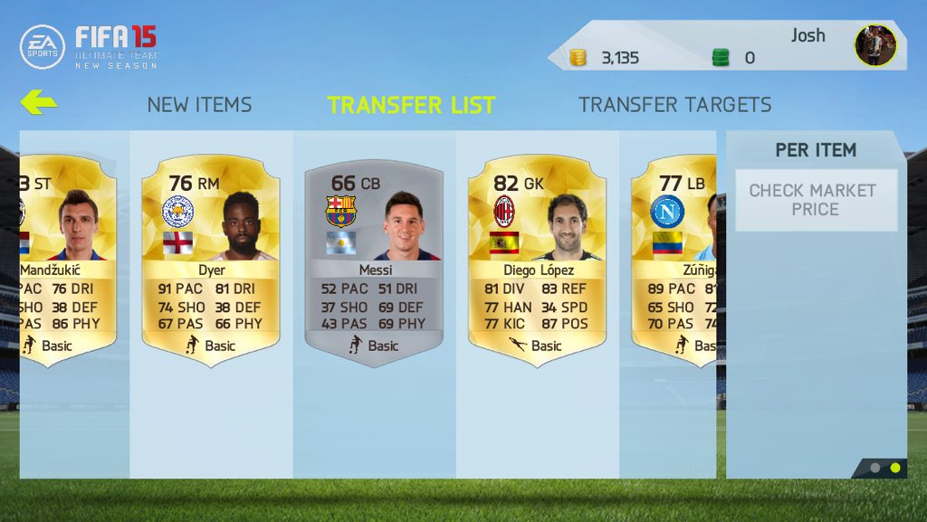 TaylorJish's tweet photo. @EASPORTSFIFA opening some packs when I packed Messi, but he was a silver centre back, not sure if a glitch or what? https://t.co/8sKLkDwMQN