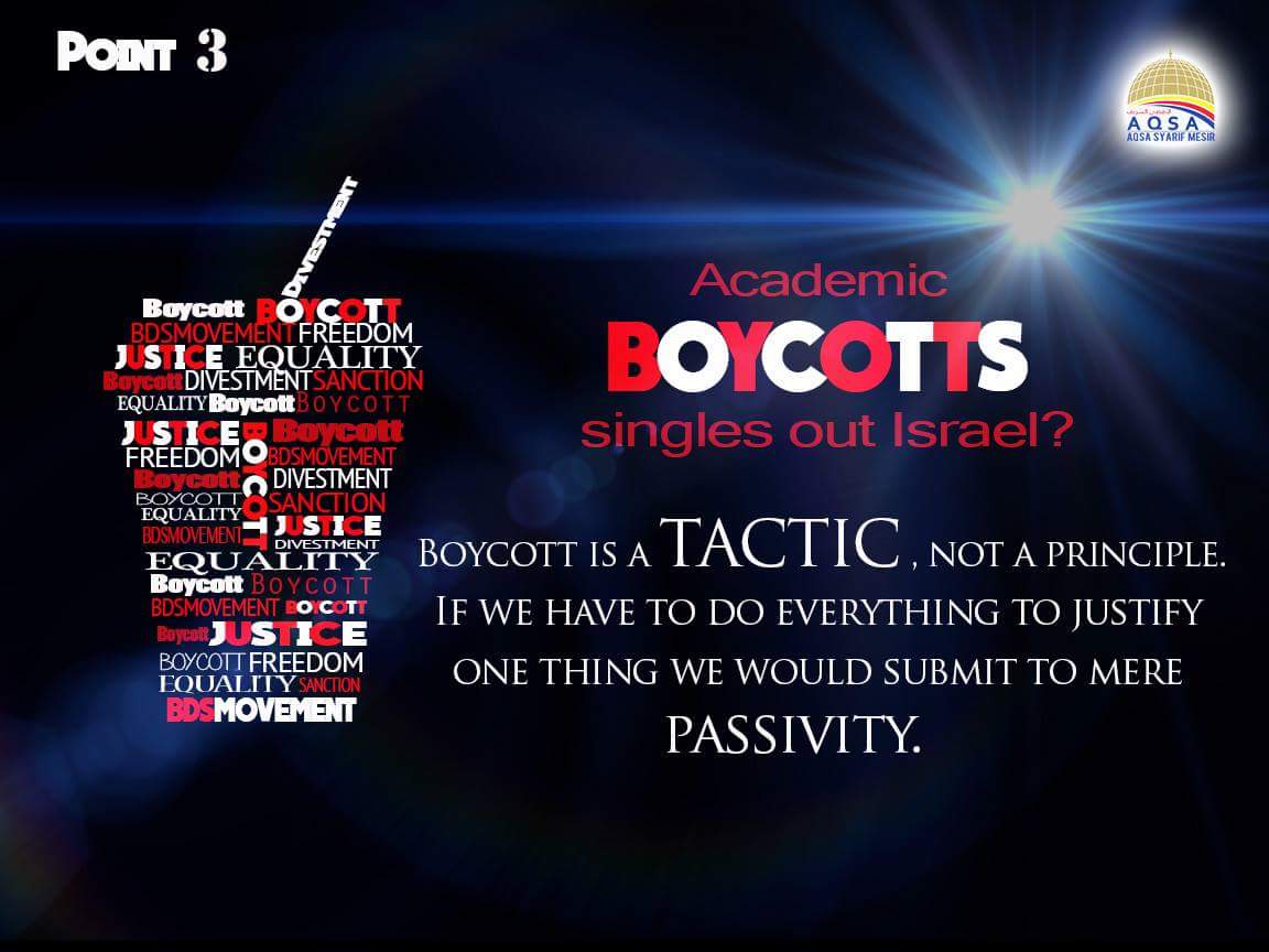 AqsaSyarifMesir's tweet photo. Responding to the arguments against academic boycott of Israel. #MyIntifada #BoycottDay https://t.co/EEhdD4lFlA