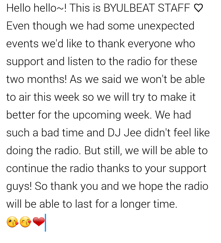 byulbeat's tweet photo. [☆] Already two months since we launched the radio. It seems short but it means a lot to us! #VIXX #BYULBEAT #별빗 https://t.co/0Q1zic59Wp
