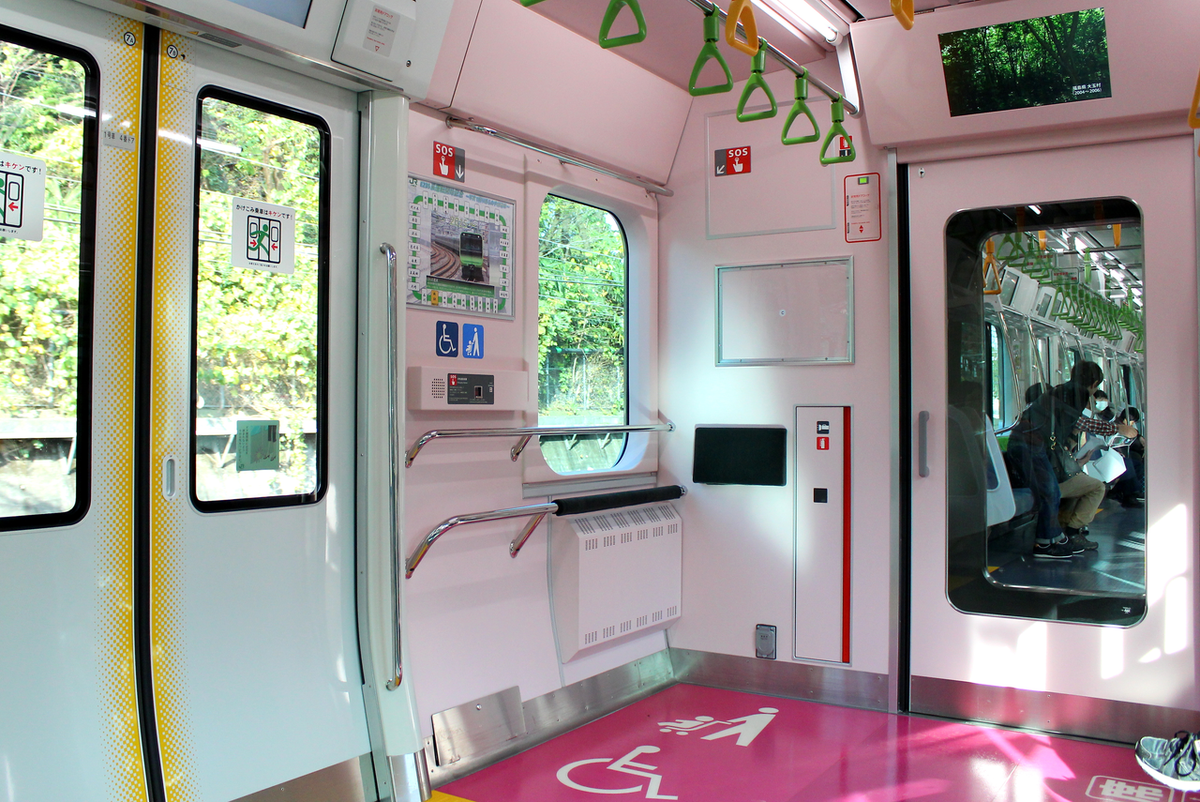 車いすスペース。山手線のE231系では11両中2両のみの設置でしたが