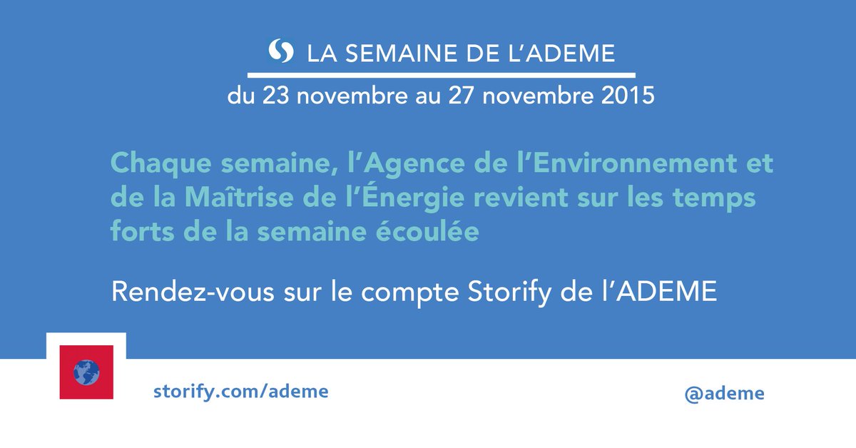 ademe's tweet photo. La semaine de l'ADEME du 23 au 27 novembre en bref : #Energie, #InitiativesDurables https://t.co/ORt2rJ8Rlz https://t.co/g5A4xGvHtU