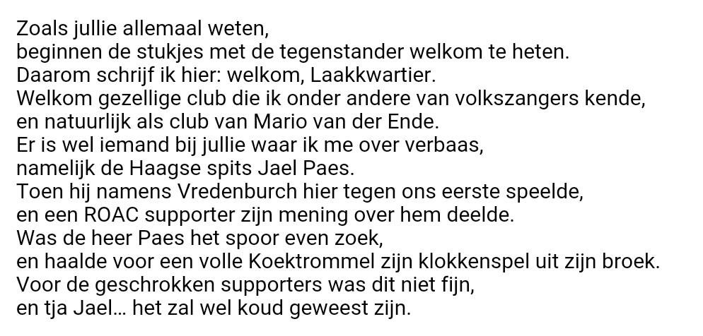 Haha, dit had er in het programmaboekje gestaan als het vanmiddag door was gegaan 😂