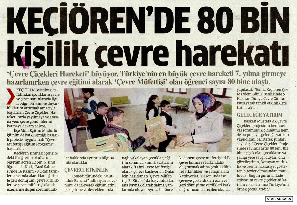 Star Gazetesi'nde yayınlanan "Keçiören'de 80 bin kişilik çevre harekatı" başlıklı haberimiz