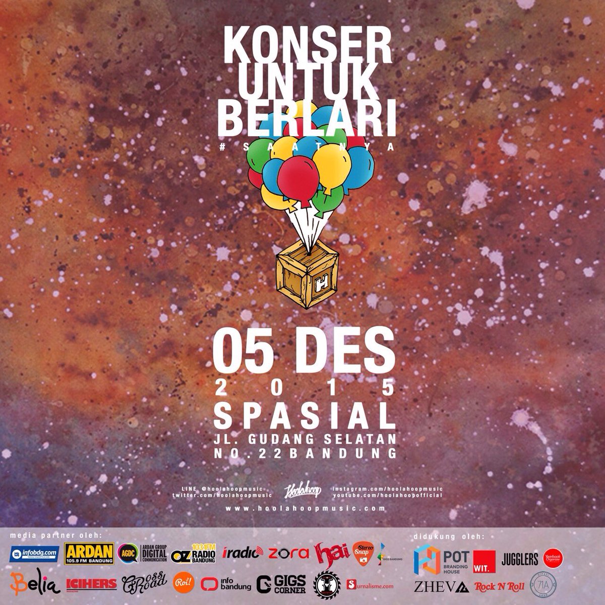 .<a href="/hoolahoopmusic/">#Hoolahoop</a> #KonserUntukBerlari 5 Des 2015 di Spasial Bdg. Tiket -> bit.ly/1Q1T3IV #Saatnya