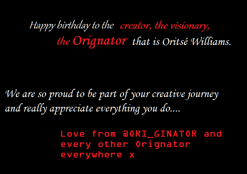 ORI_GINATOR's tweet photo. @Oritse Happy birthday! I hope you're having an amazing day! You really deserve it https://t.co/i79fLAozQA