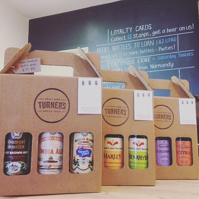 TurnersBeer's tweet photo. 3 Beer Gift Boxes, pre-made or create-your-own, each with a stamped loyalty card! #beergiftboxes #loyaltycard https://t.co/D6rA2BA9xT