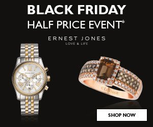 The Ernest Jones #BlackFriday event is here! From today until Cyber Monday, 
bit.ly/1OuZra5
