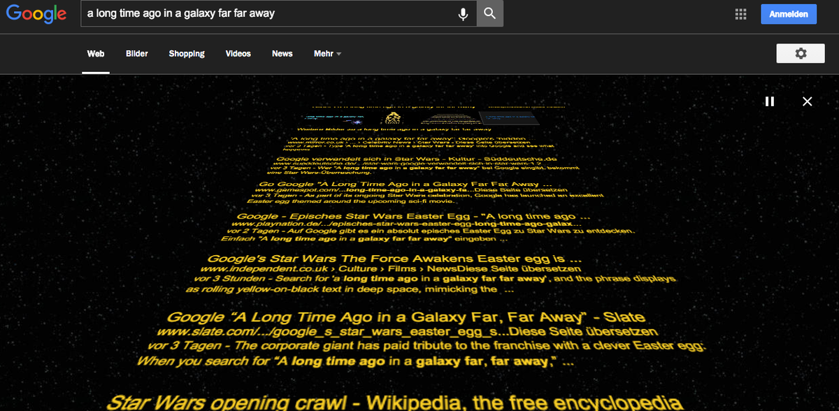 anstuc's tweet photo. Google "a long time ago in a galaxy far far away“! #StarWars #GoogleEasterEgg https://t.co/k05RQnnkuZ