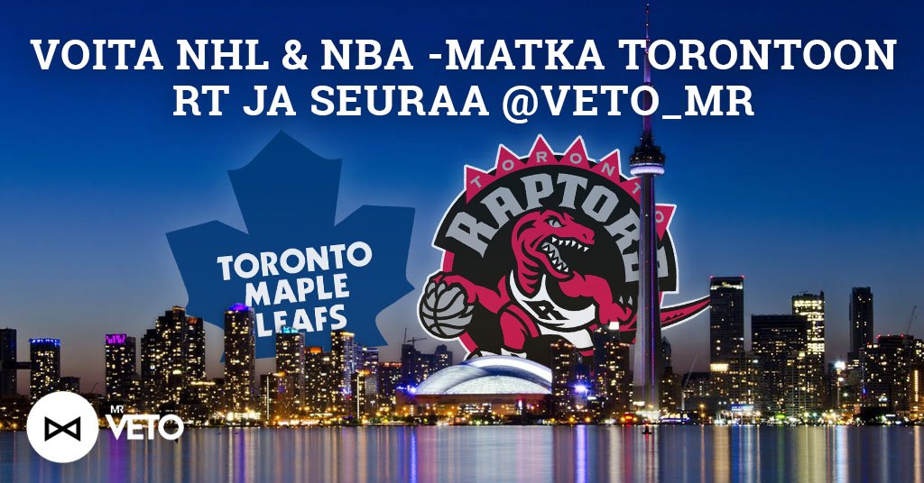 Voita urheilumatka Torontoon #NHLfi + #NBAfi. RT tämä viesti + seuraa! 
Lisäinfot: mrveto.com/toronto #betsit