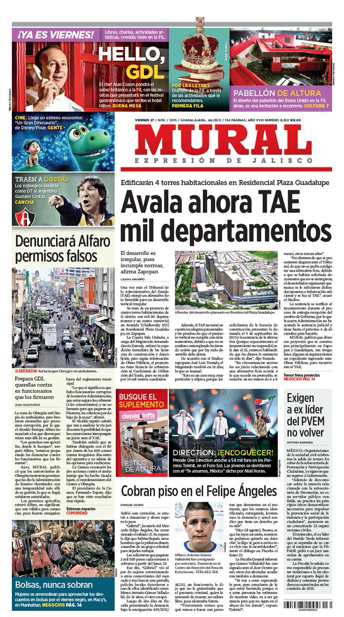 muralcom's tweet photo. Muy buenos días, les dejamos aquí la portada de este viernes 27 de noviembre.
https://t.co/DWkCSyghNT https://t.co/EM1KoRyVbG