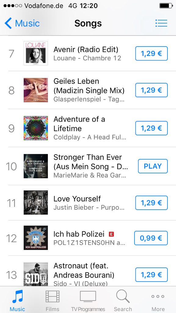How cool is that!! Stronger Than Ever in the iTunes #top10 #mariemarie #MSDC thank you GB