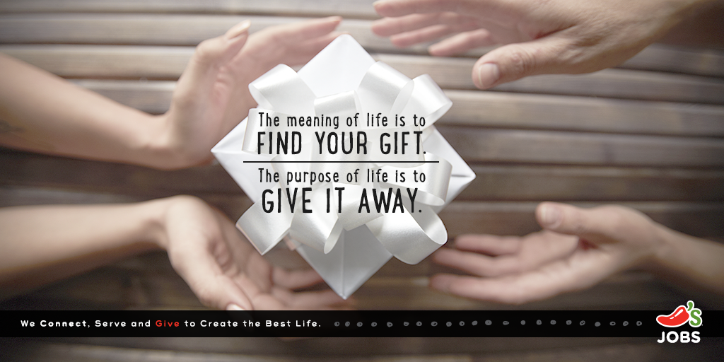 ChilisJobs's tweet photo. If you always give, you always have. #ChilisLove https://t.co/cxxKr5xGH2