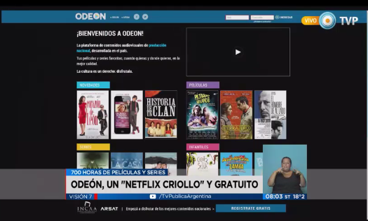 [AHORA] #Visión7 - Argentina lanza su portal de cine gratuito: odeon.com.ar  > tvpublica.com.ar
