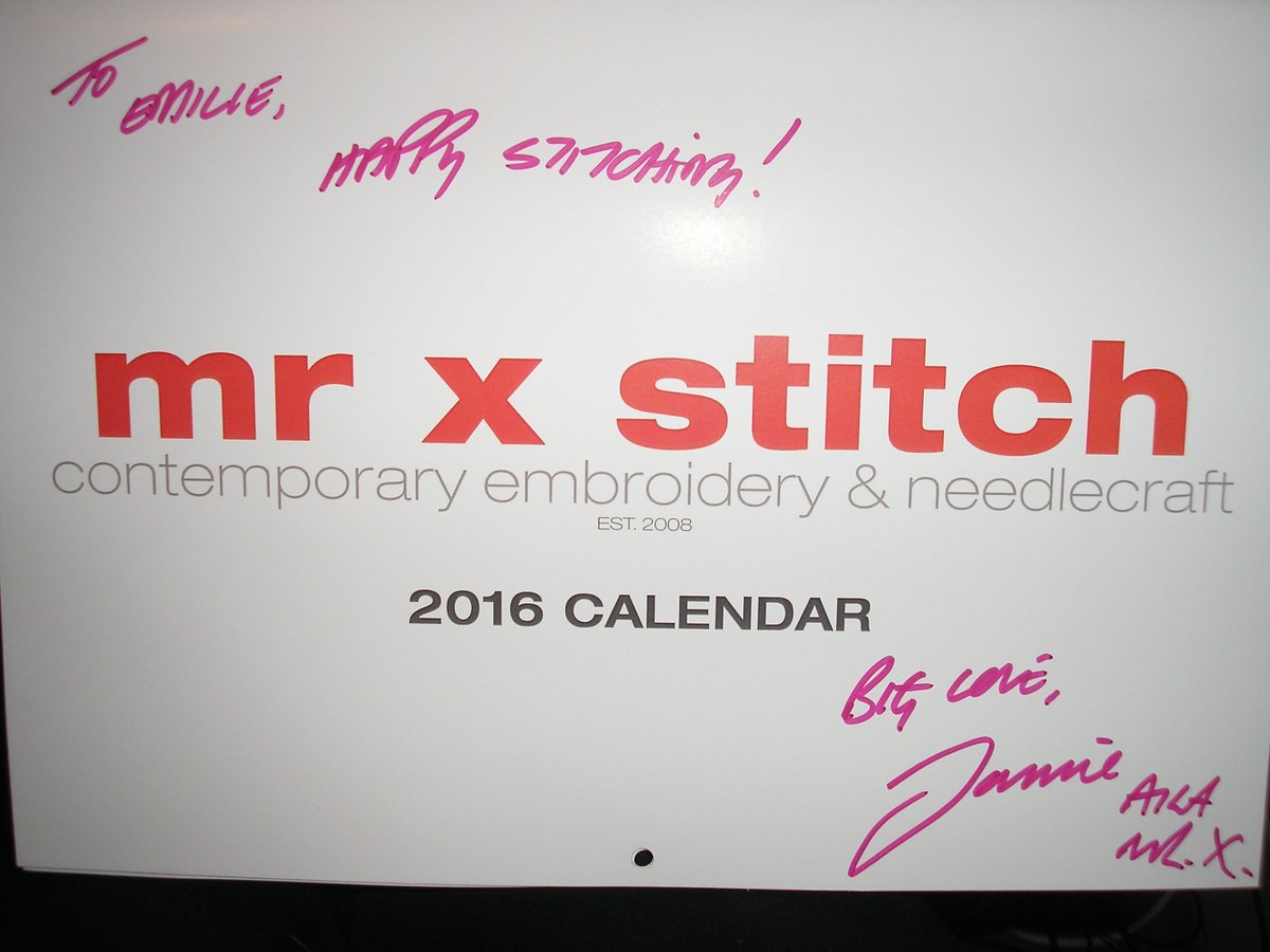 jenupa's tweet photo. @emiliedeq you are gonna love the #MrXStitch signed calendar I got you at #craftynetworking last night - I do! https://t.co/ZQHM2VrU2J