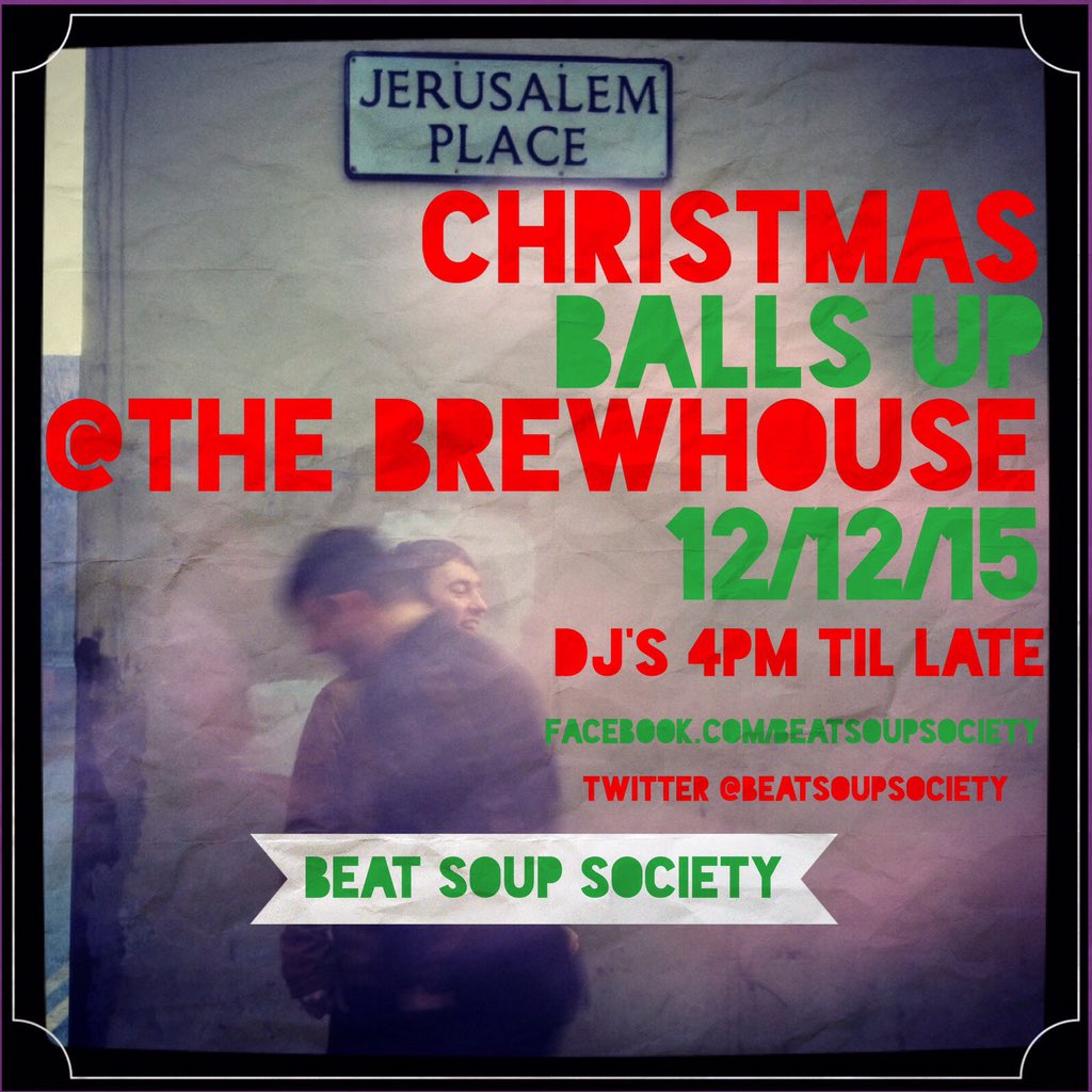 BeatSoupSociety's tweet photo. @warringtomarket Pls RT Free Music Event #Warrington Dec12th XmasBallsUp @JosBrewhouse 16:00-01:00 See FB for detail https://t.co/nfYNQAV2Qw