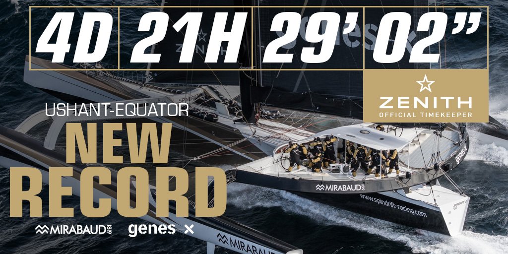 #Spindrift2 beat the current title holder by 17h25'16'' when crossing the equator! <a href="/Zenithwatches/">Zenith Watches</a> #JulesVerneTrophy