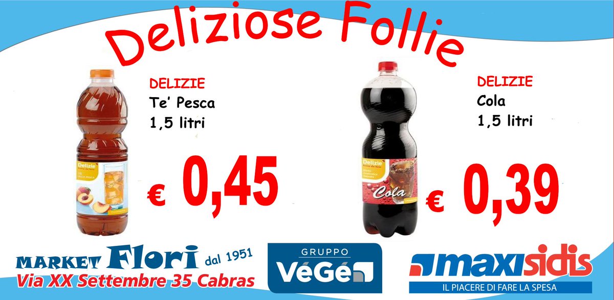 MarketFlori's tweet photo. #Deliziose #Follie nel tuo #supermercato #lagunare #Maxisidis a #Cabras.
#marketFlori, #giganti per la #convenienza https://t.co/XhC3kouzns