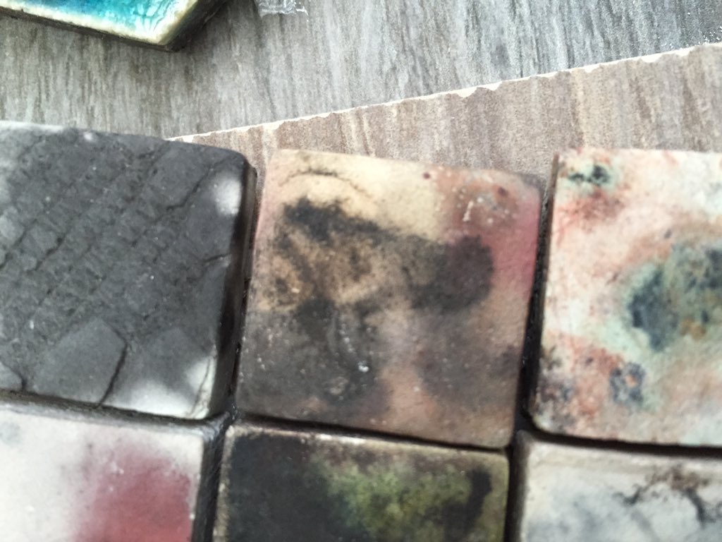 casaceramica's tweet photo. Fantastic to meet Guy &amp; Imogen @guymitchellart today. STUNNING tile collections, can you spot the one with the face? https://t.co/bJjr6LB8vU