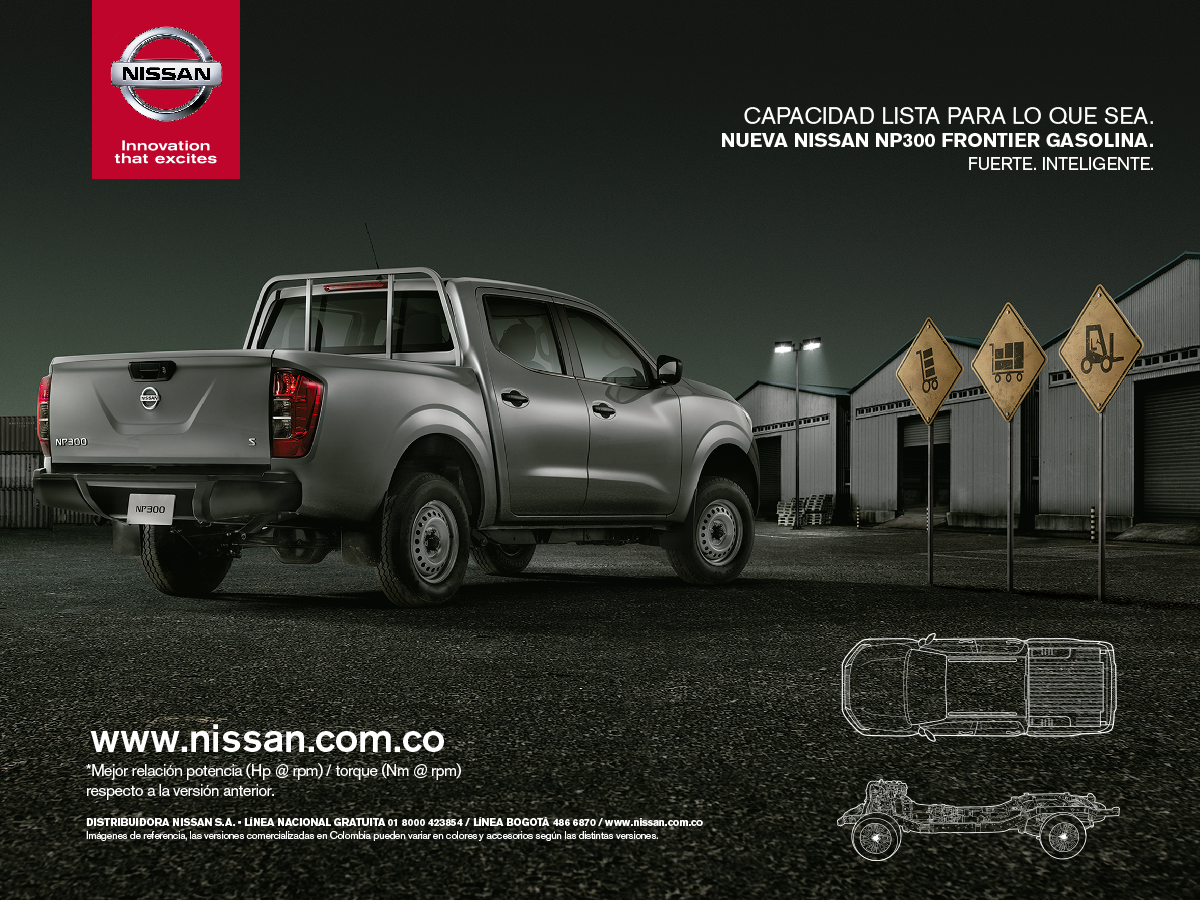 NissanColombia's tweet image. Llegó la Nueva NP300 Frontier 4x2 Gasolina. Capacidad lista para lo que sea. Conócela en nuestras vitrinas.