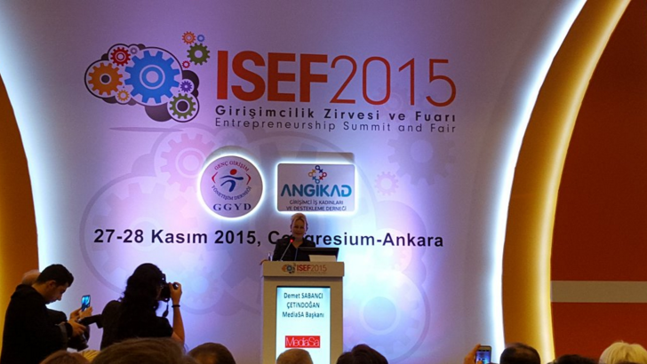 mediasagroup's tweet photo. Sayın @demetsabanci #ISEF2015 Uluslararasi Girisimcilik Zirvesi ve Fuarı'nda konuşmacı olarak yer aldı. https://t.co/Widzjry0Vy