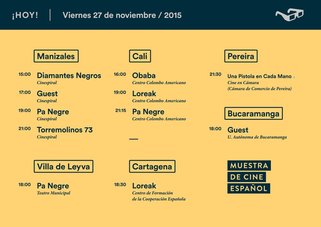 MuestraCineEsp's tweet photo. En #3DOS1MCE encuentras las películas que estabas buscando. Te esperamos hoy en la #MCE15. https://t.co/xYTILbTYXF